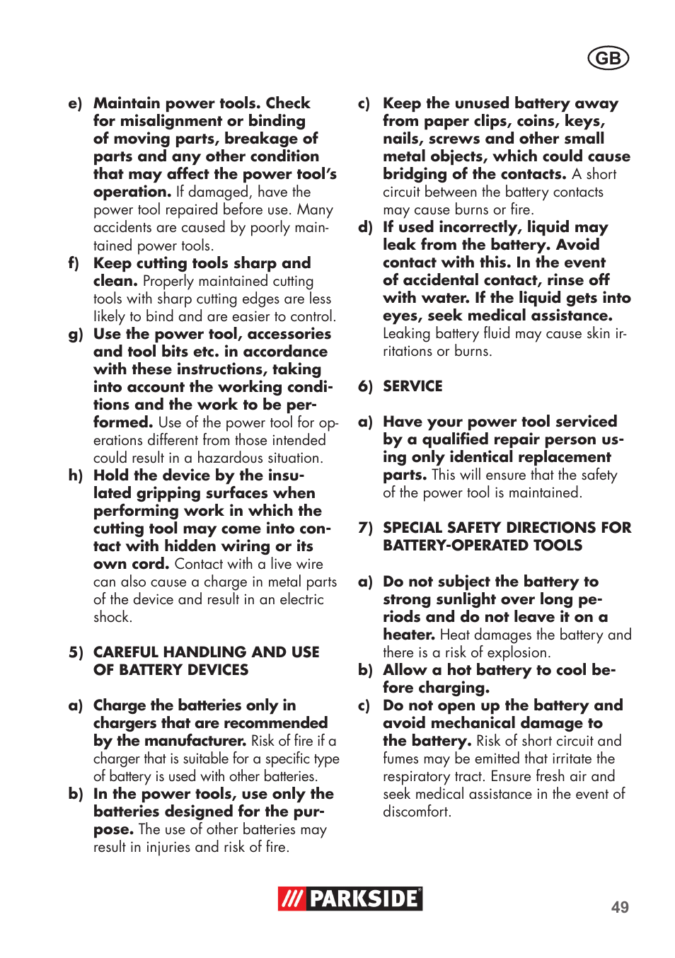Parkside PSSA 3.6 C3 User Manual | Page 49 / 58