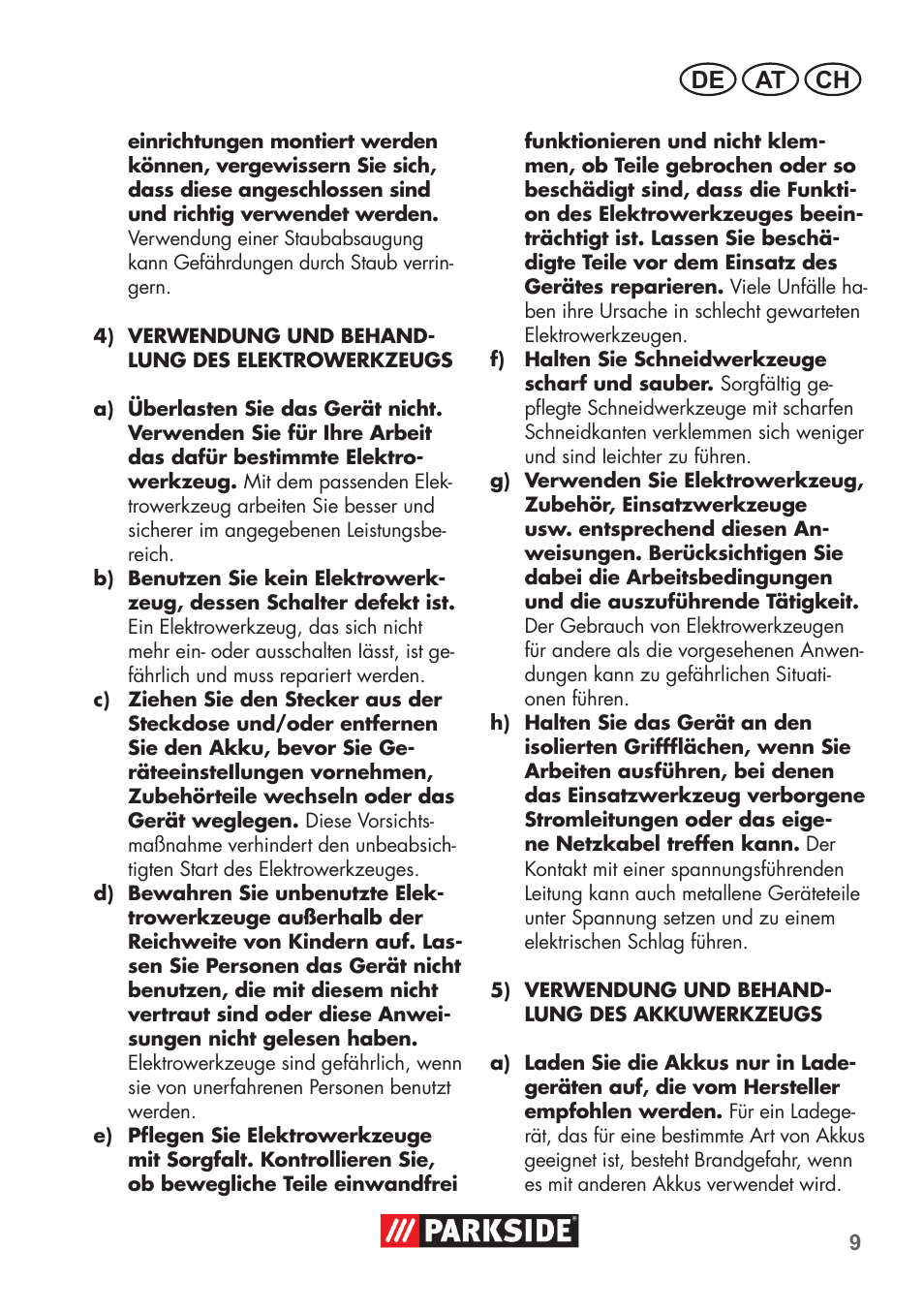 De at ch | Parkside PSSA 3.6 C3 User Manual | Page 9 / 58