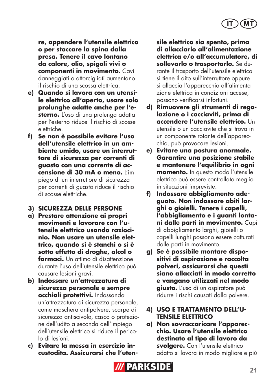 It mt | Parkside PSSA 3.6 C3 User Manual | Page 21 / 74