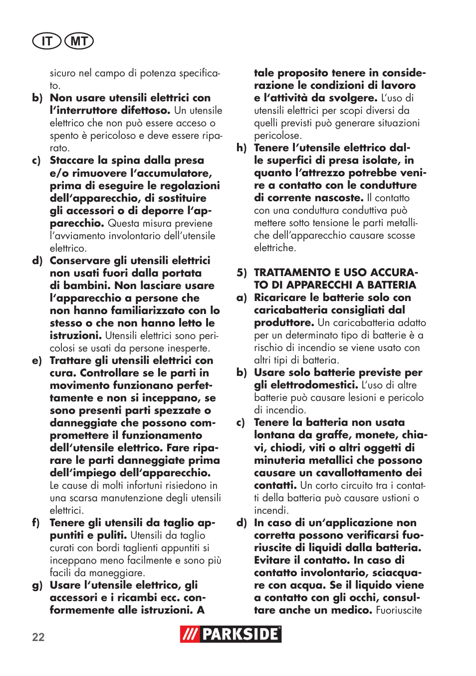 It mt | Parkside PSSA 3.6 C3 User Manual | Page 22 / 74