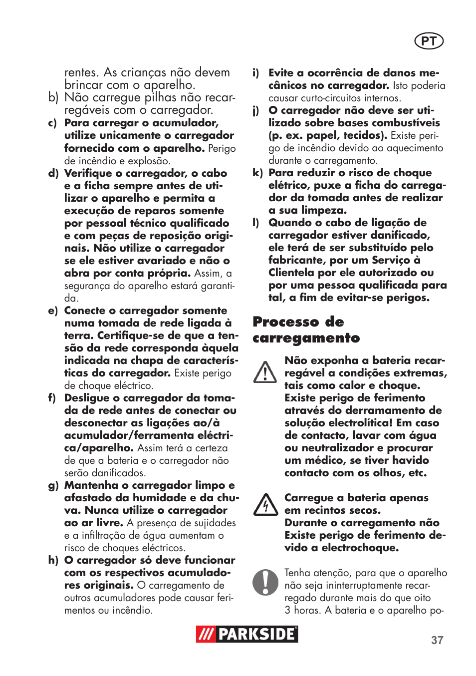 Processo de carregamento | Parkside PSSA 3.6 C3 User Manual | Page 37 / 74
