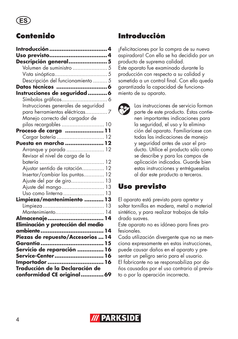 Parkside PSSA 3.6 C3 User Manual | Page 4 / 74