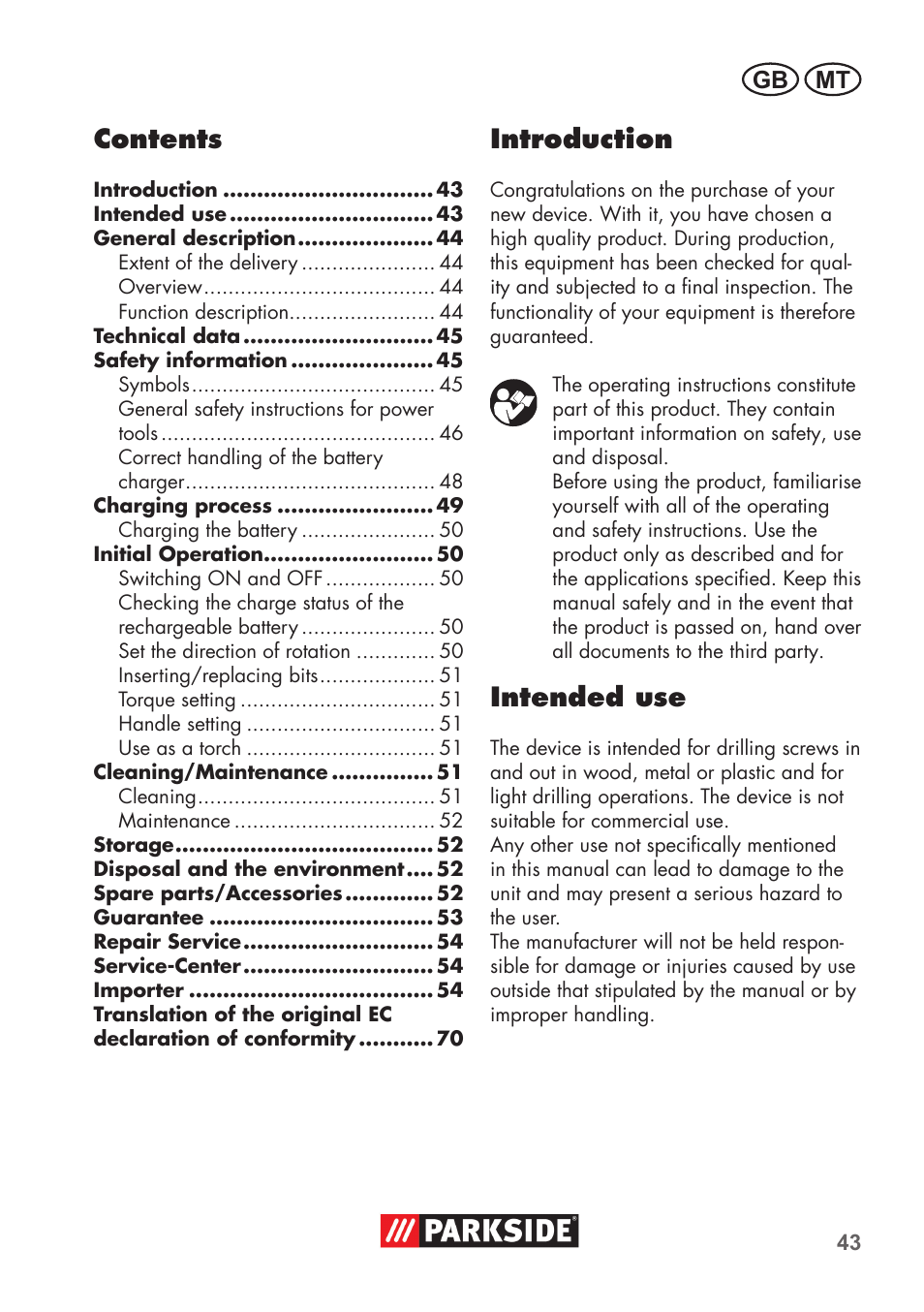 Parkside PSSA 3.6 C3 User Manual | Page 43 / 74