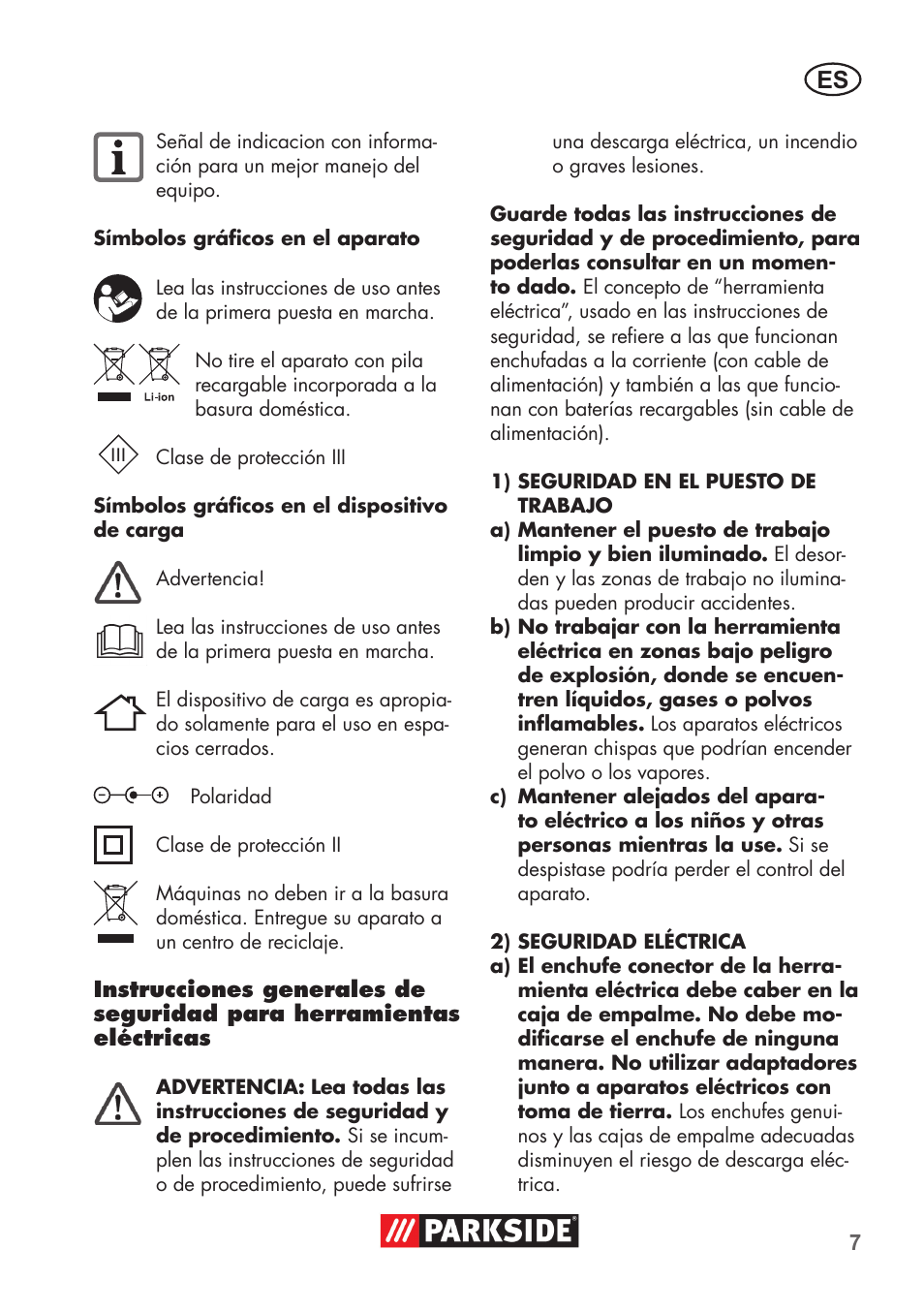 Parkside PSSA 3.6 C3 User Manual | Page 7 / 74