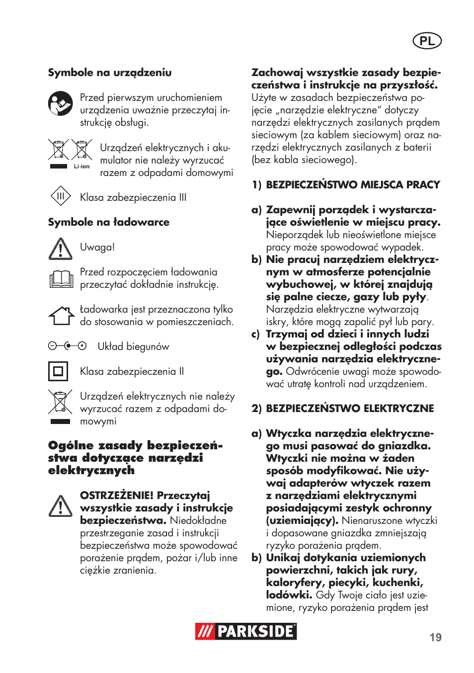 Parkside PSSA 3.6 C3 User Manual | Page 19 / 82