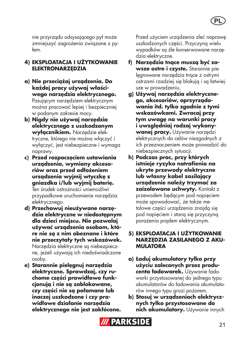 Parkside PSSA 3.6 C3 User Manual | Page 21 / 82