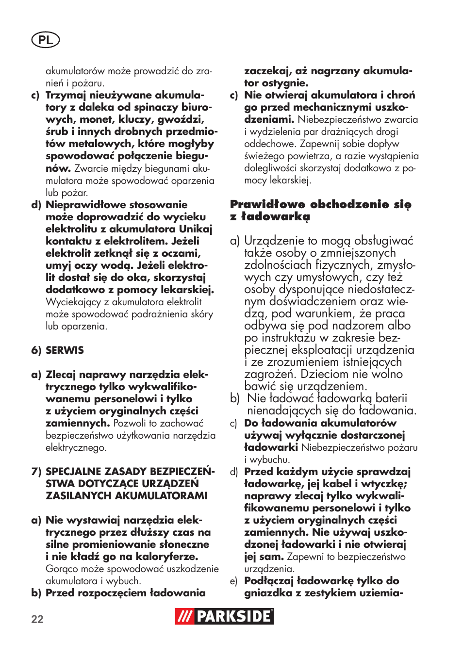 Parkside PSSA 3.6 C3 User Manual | Page 22 / 82