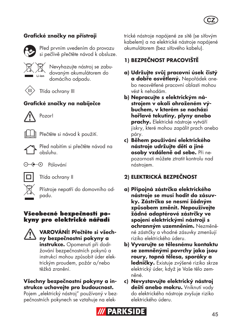 Parkside PSSA 3.6 C3 User Manual | Page 45 / 82