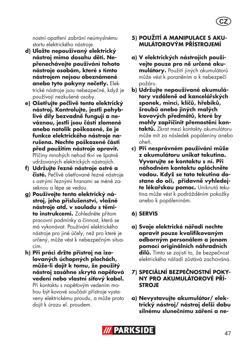 Parkside PSSA 3.6 C3 User Manual | Page 47 / 82