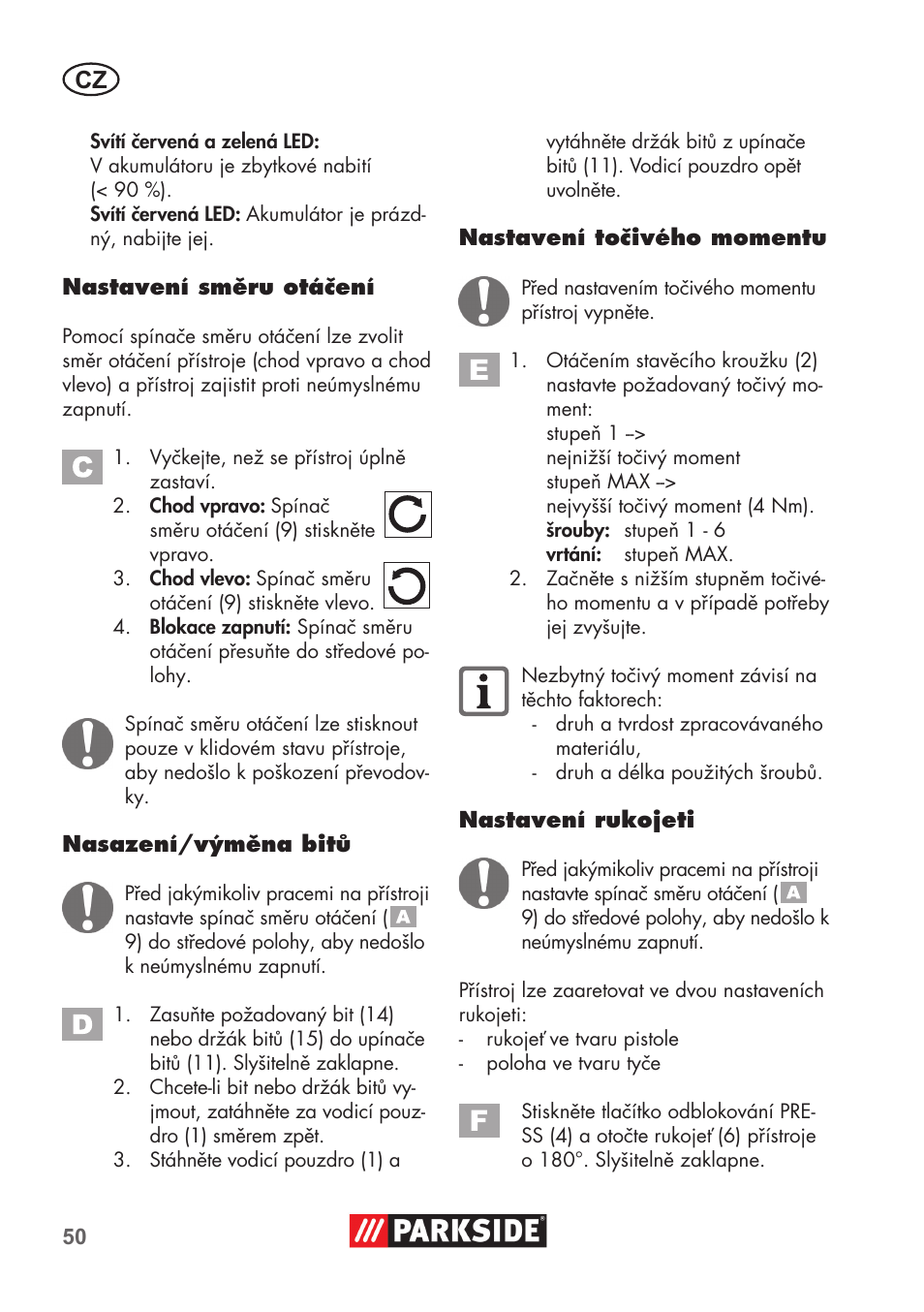 Parkside PSSA 3.6 C3 User Manual | Page 50 / 82