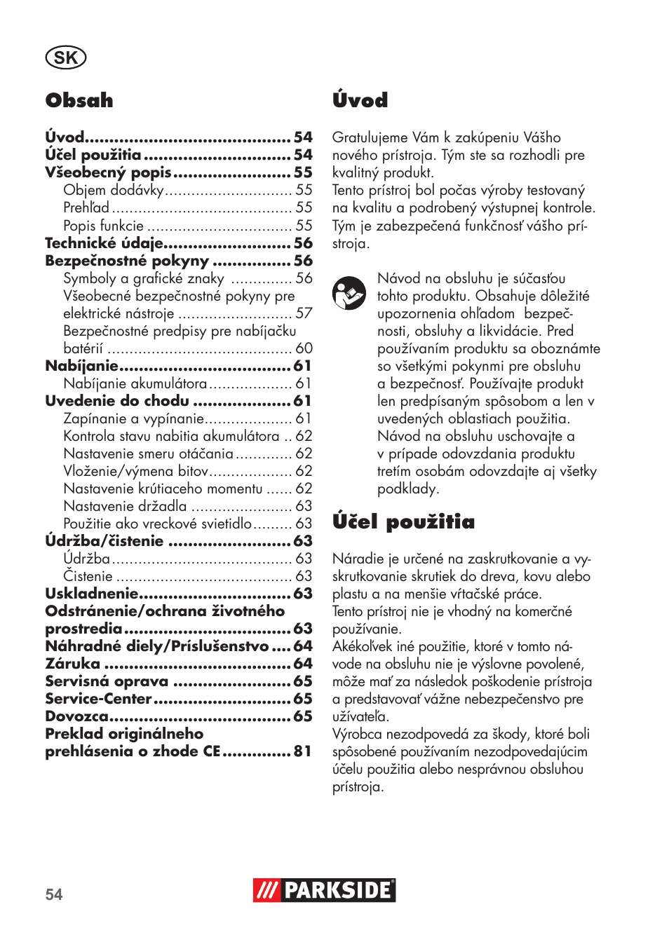 Parkside PSSA 3.6 C3 User Manual | Page 54 / 82