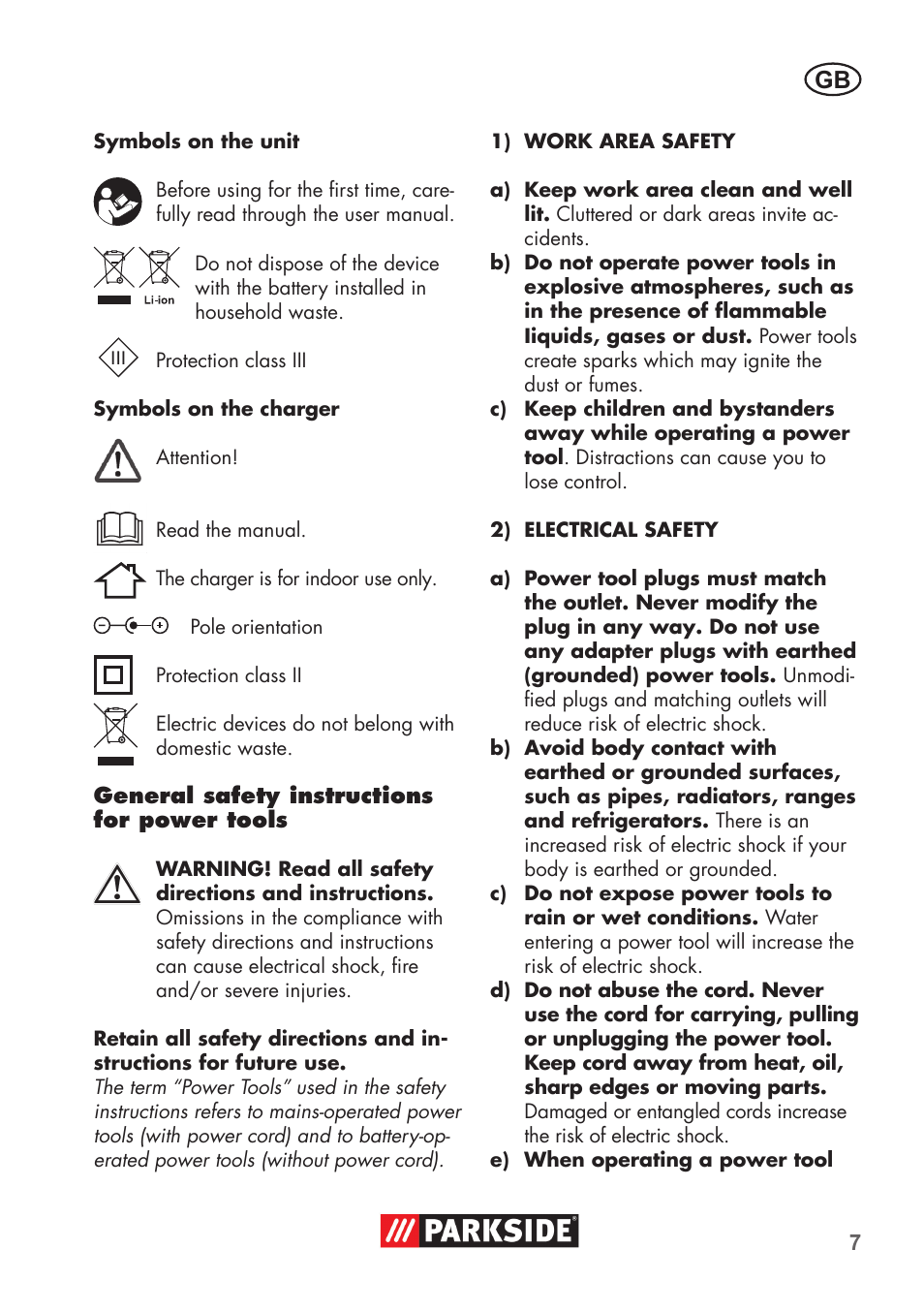 Parkside PSSA 3.6 C3 User Manual | Page 7 / 82