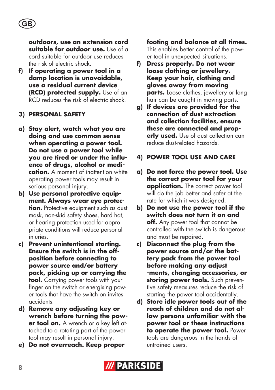 Parkside PSSA 3.6 C3 User Manual | Page 8 / 82