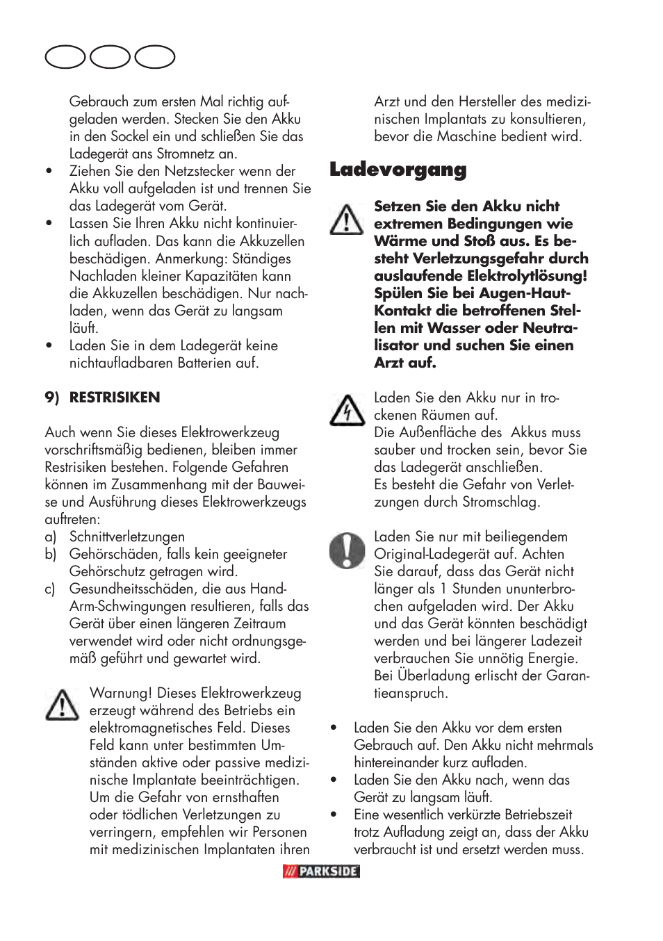 Ladevorgang, De at ch | Parkside PABSW 10.8 B3 User Manual | Page 12 / 68