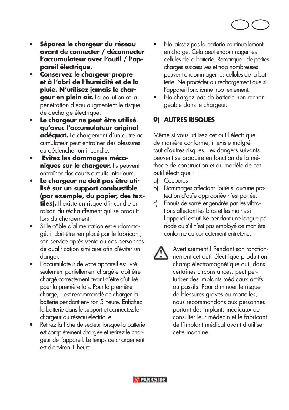 Ch fr | Parkside PABSW 10.8 B3 User Manual | Page 27 / 68