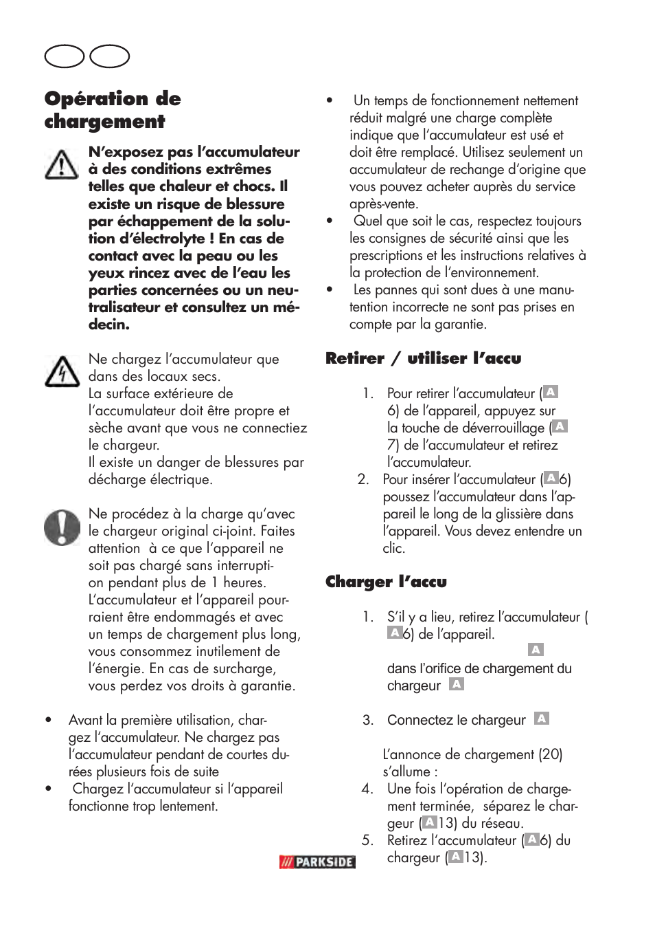 Opération de chargement, Fr ch | Parkside PABSW 10.8 B3 User Manual | Page 28 / 68