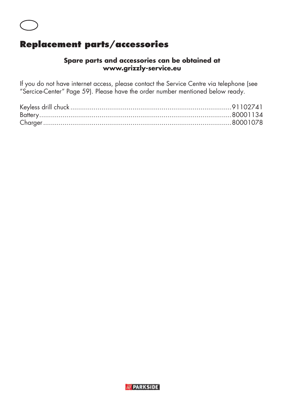 Replacement parts/accessories | Parkside PABSW 10.8 B3 User Manual | Page 60 / 68