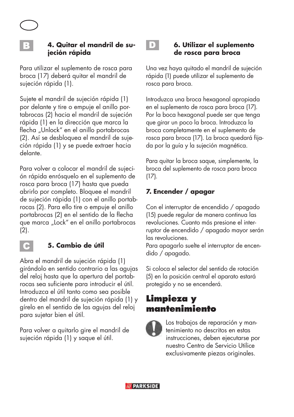 Limpieza y mantenimiento | Parkside PABSW 10.8 B3 User Manual | Page 14 / 84