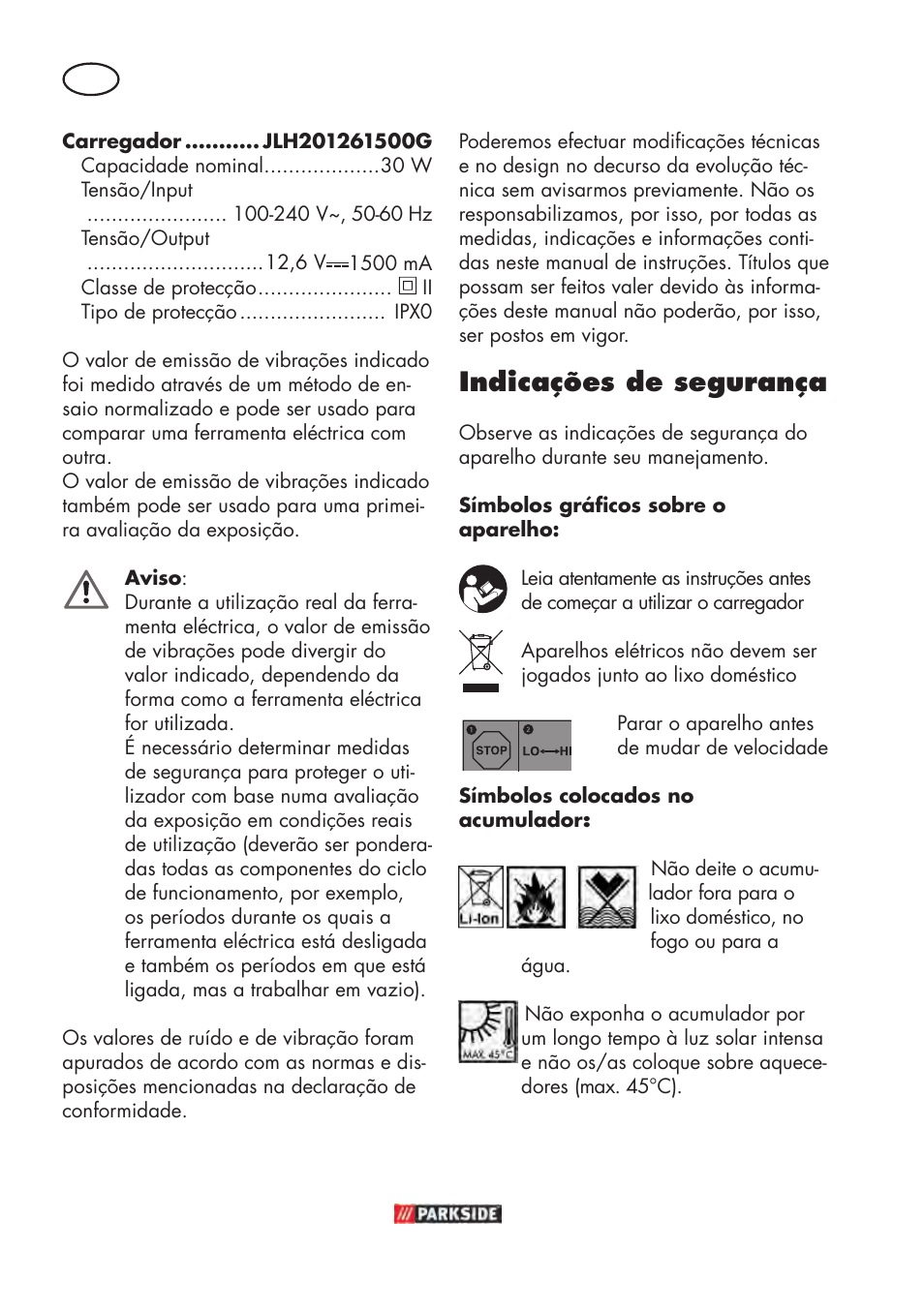 Indicações de segurança | Parkside PABSW 10.8 B3 User Manual | Page 34 / 84