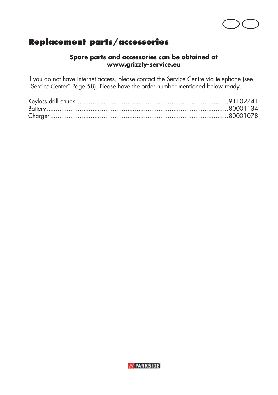 Replacement parts/accessories | Parkside PABSW 10.8 B3 User Manual | Page 59 / 84