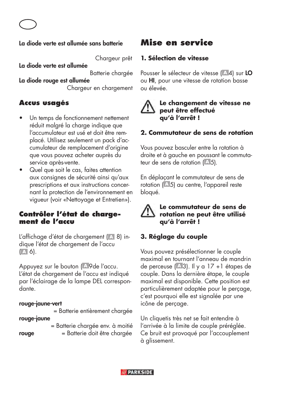 Mise en service | Parkside PABSW 10.8 B3 User Manual | Page 14 / 56