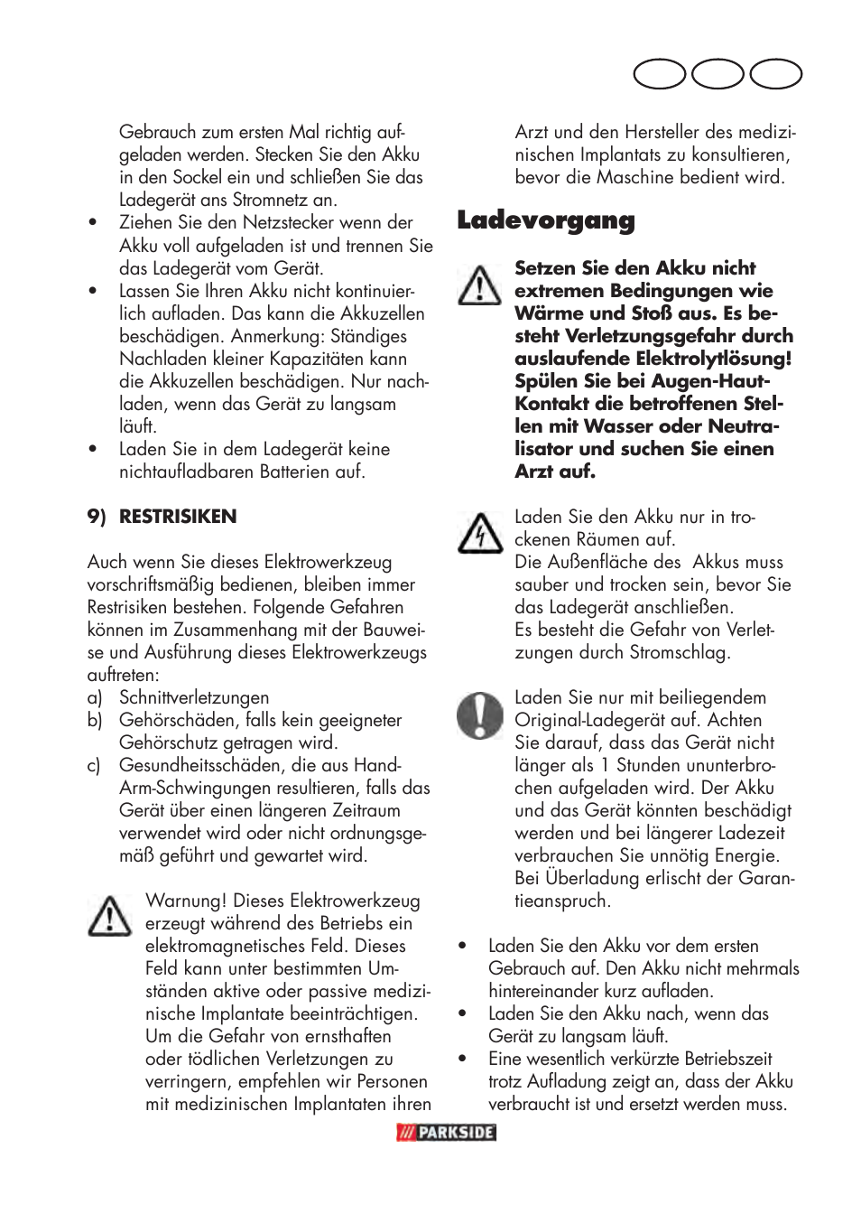 Ladevorgang, De at ch | Parkside PABSW 10.8 B3 User Manual | Page 27 / 56