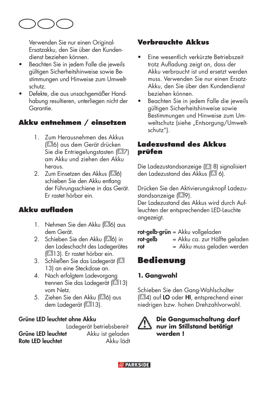 Bedienung, De at ch | Parkside PABSW 10.8 B3 User Manual | Page 28 / 56