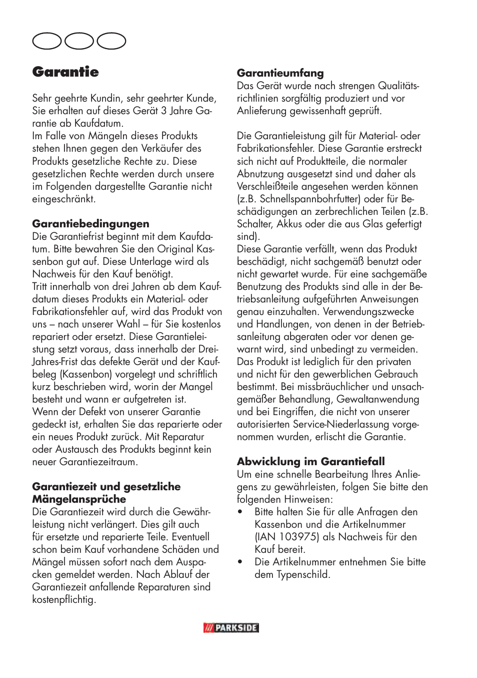 Garantie, De at ch | Parkside PABSW 10.8 B3 User Manual | Page 32 / 56