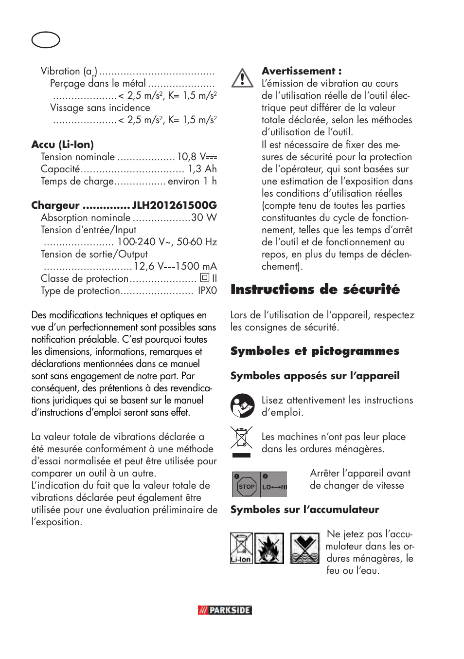 Instructions de sécurité | Parkside PABSW 10.8 B3 User Manual | Page 6 / 56