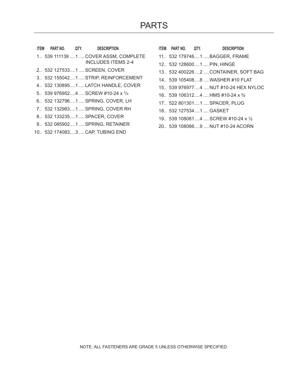 Parts | Dixon SpeedZTR 115 150227 User Manual | Page 12 / 15