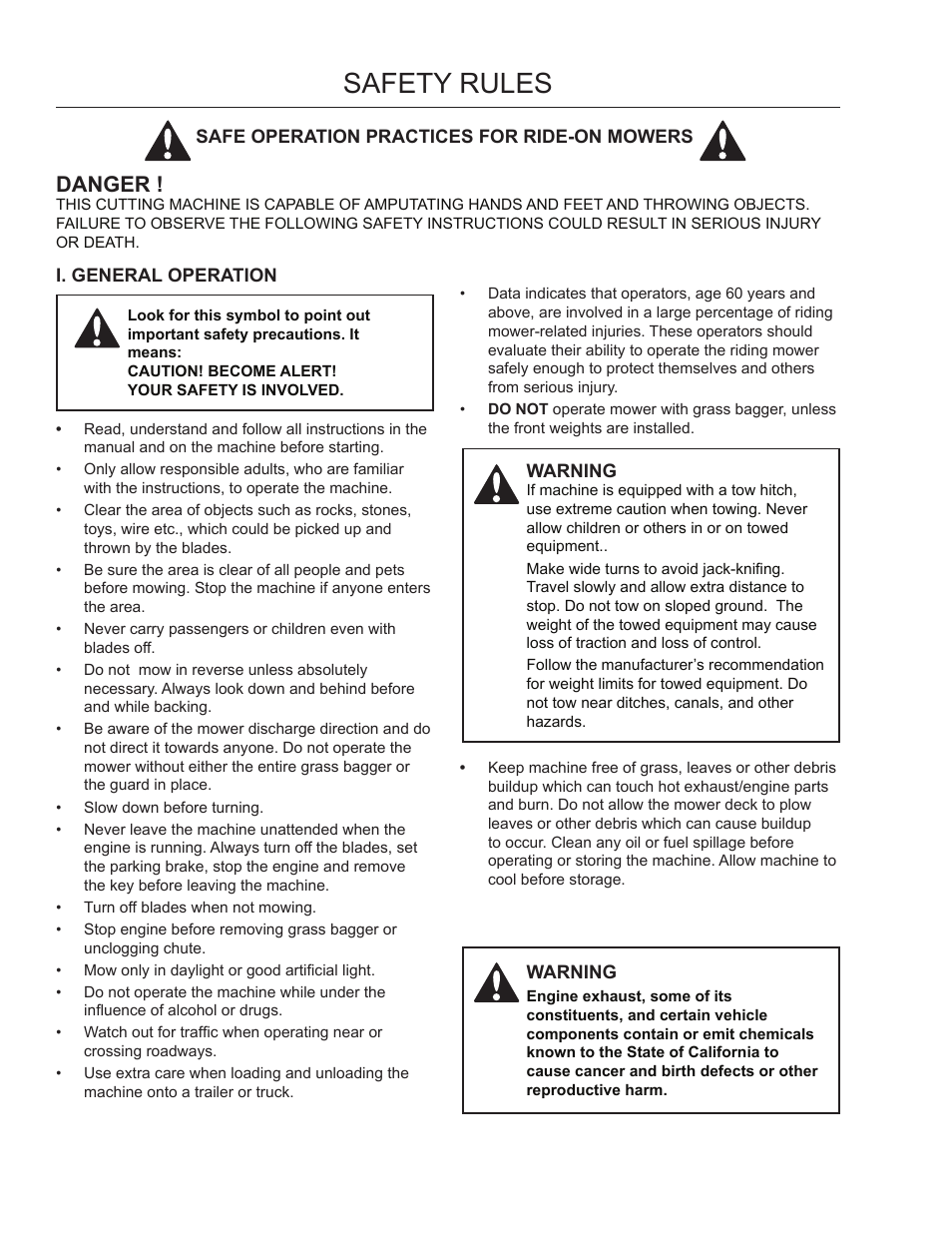 Safety rules, Danger | Dixon SpeedZTR 115 150227 User Manual | Page 3 / 15