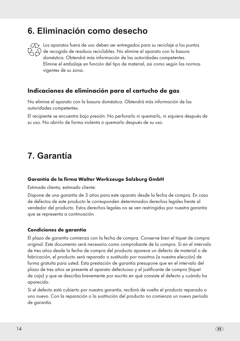 Eliminación como desecho, Garantía | Parkside PT360 User Manual | Page 14 / 44