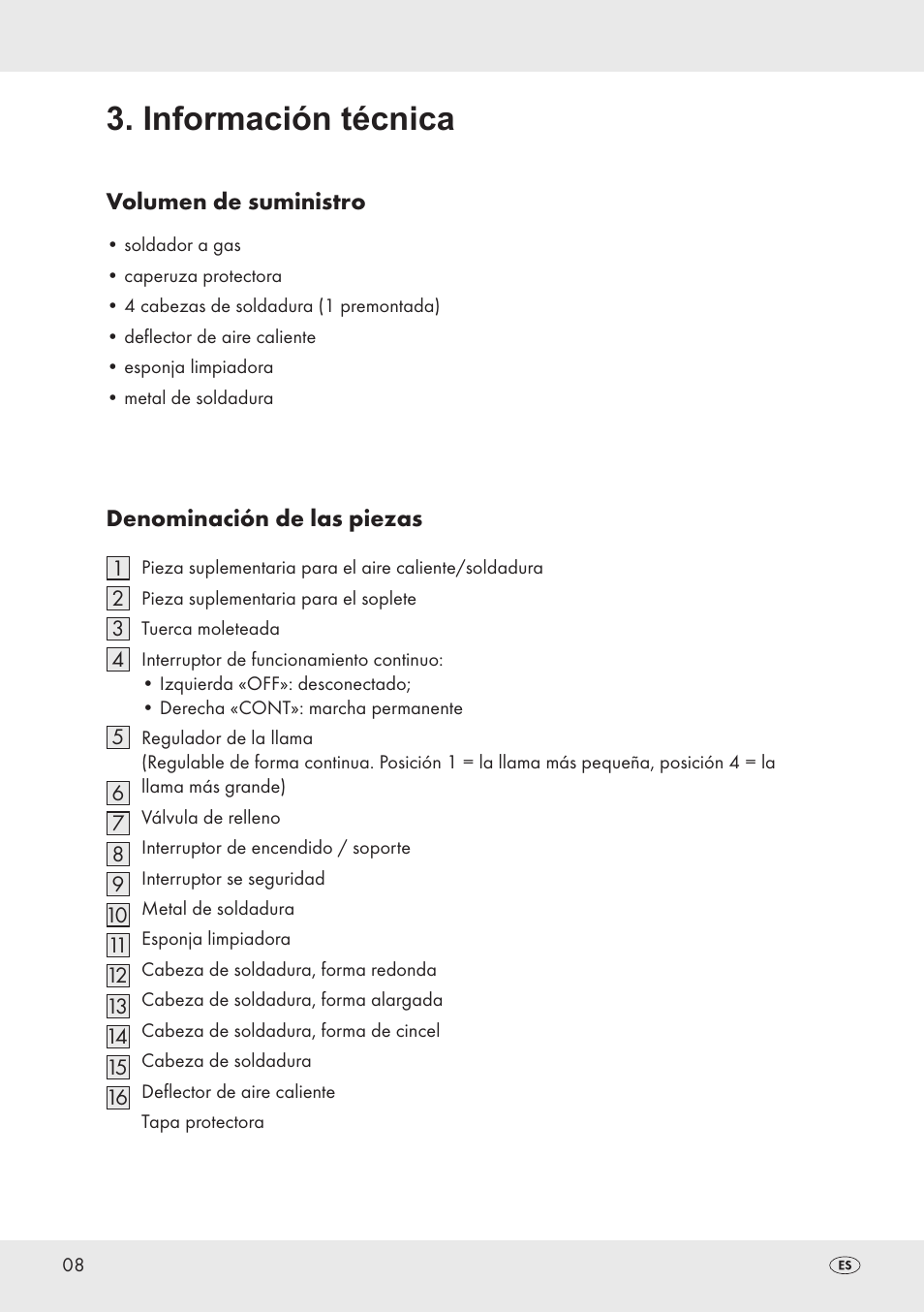 Información técnica | Parkside PT360 User Manual | Page 8 / 44