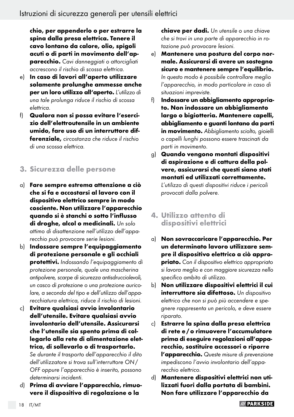 Sicurezza delle persone, Utilizzo attento di dispositivi elettrici | Parkside PABS 14.4 A1 User Manual | Page 18 / 55