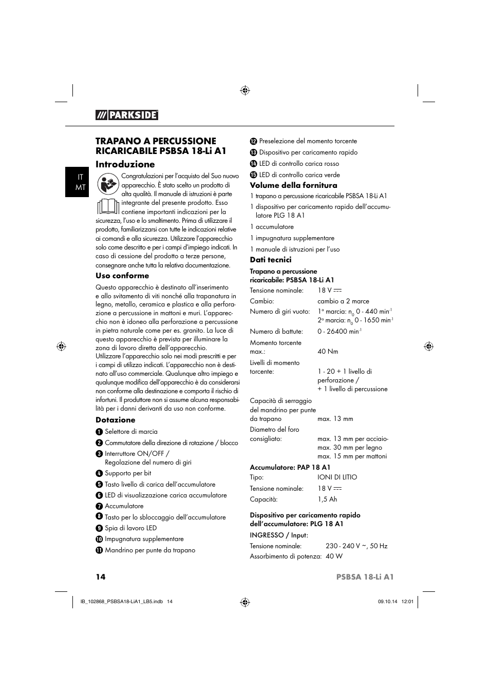 Parkside PSBSA 18-Li A1 User Manual | Page 17 / 64