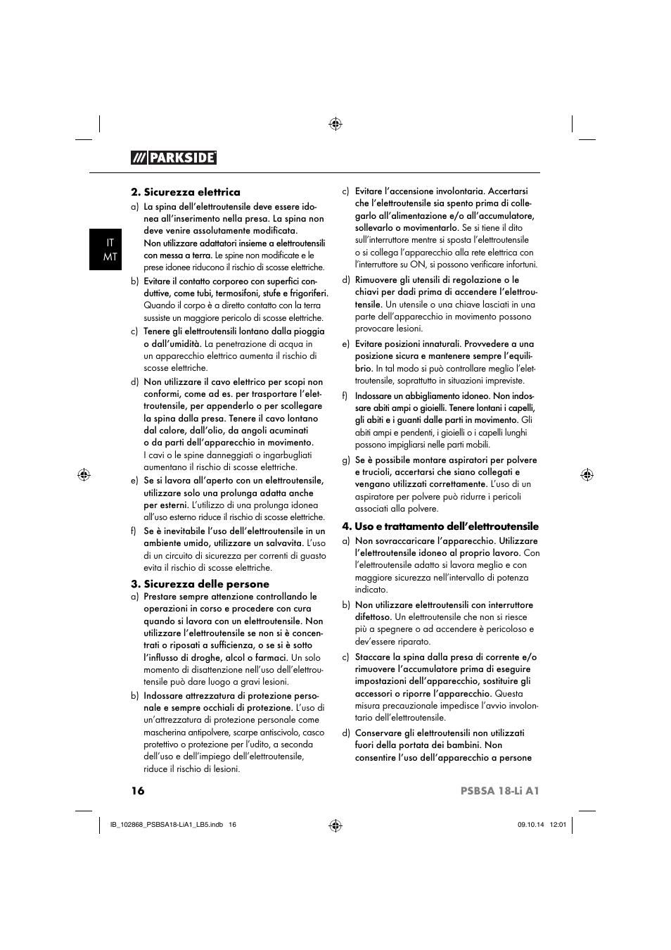 Parkside PSBSA 18-Li A1 User Manual | Page 19 / 64