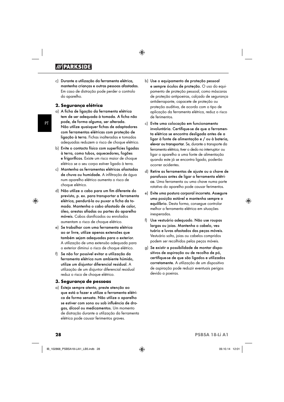 Parkside PSBSA 18-Li A1 User Manual | Page 31 / 64