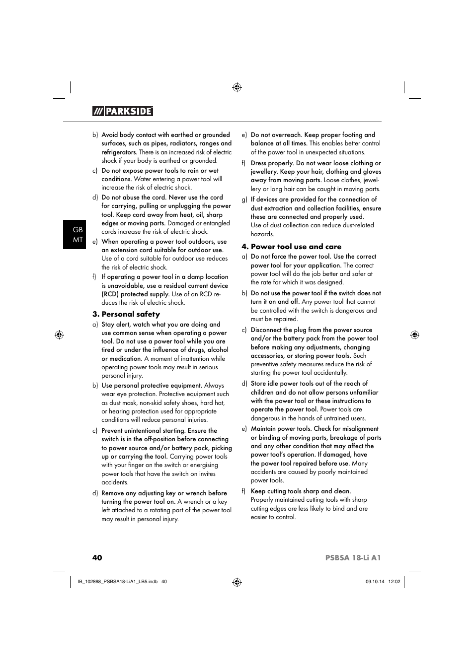 Parkside PSBSA 18-Li A1 User Manual | Page 43 / 64