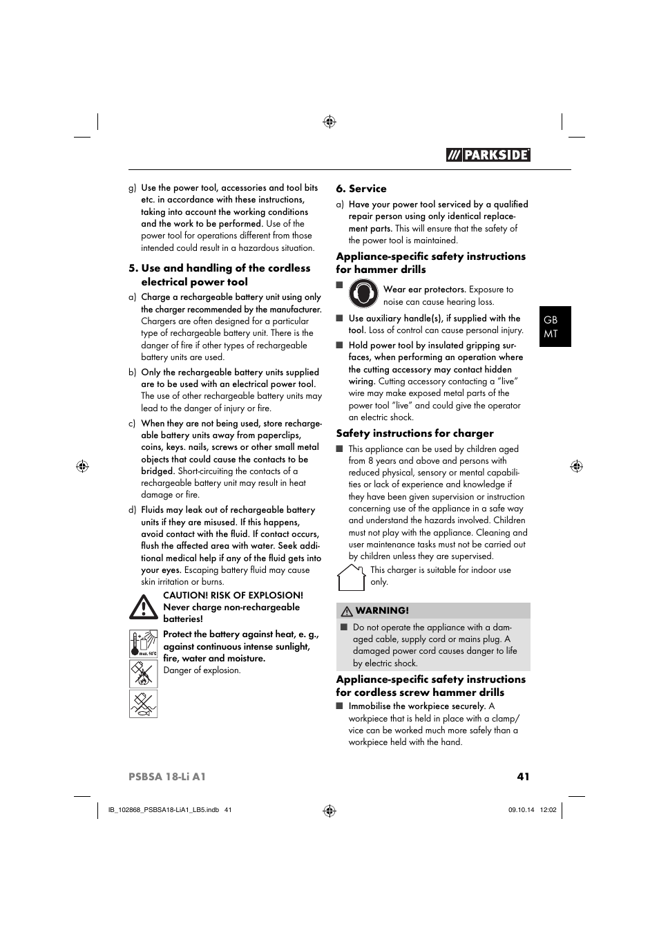 Parkside PSBSA 18-Li A1 User Manual | Page 44 / 64