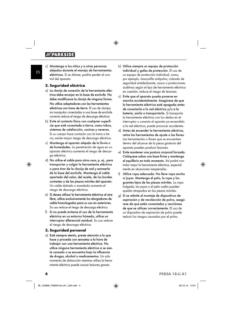 Parkside PSBSA 18-Li A1 User Manual | Page 7 / 64