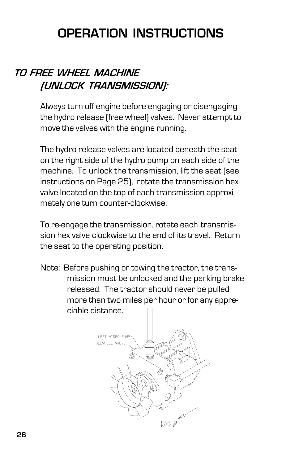 Operation instructions | Dixon 8000D User Manual | Page 26 / 44
