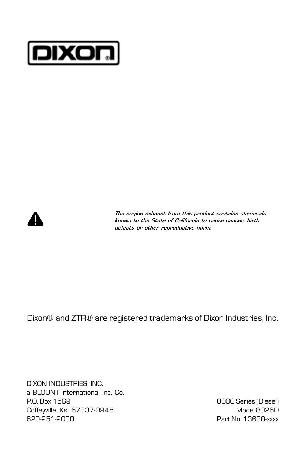 Ztr®mowers | Dixon 8000D User Manual | Page 44 / 44