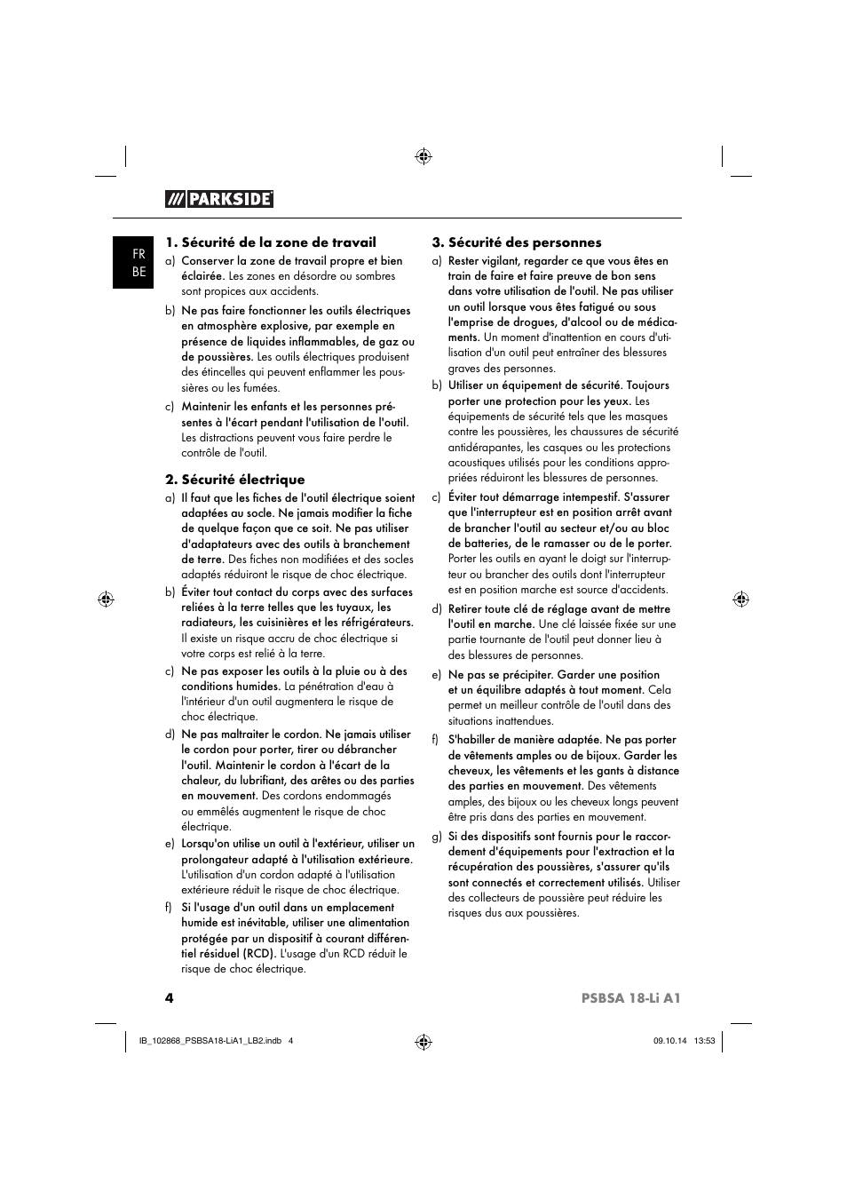 Parkside PSBSA 18-Li A1 User Manual | Page 7 / 40