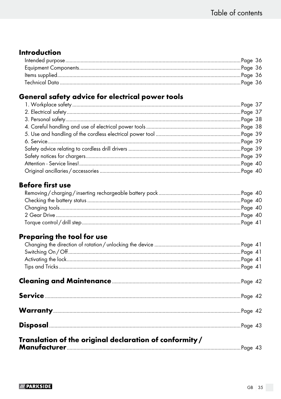 Parkside PABS 10.8 C2 User Manual | Page 35 / 44