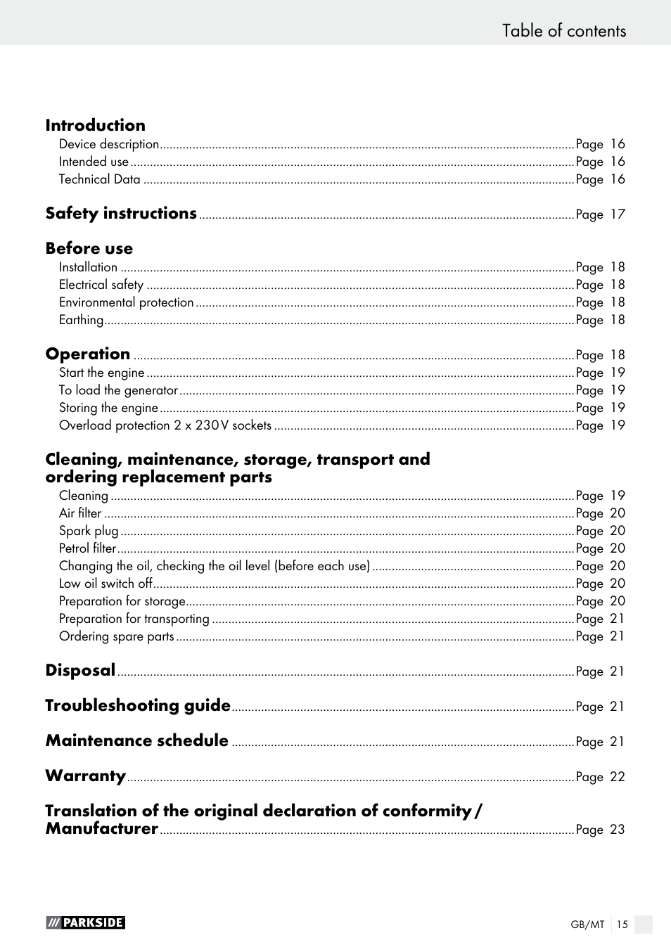 Parkside PSE 2800 A1 User Manual | Page 15 / 35