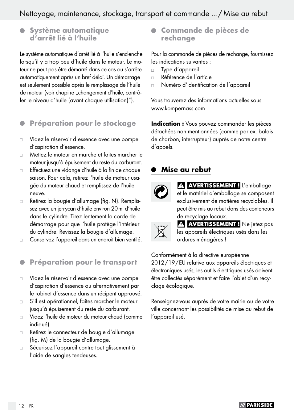 Parkside PSE 2800 A1 User Manual | Page 12 / 37