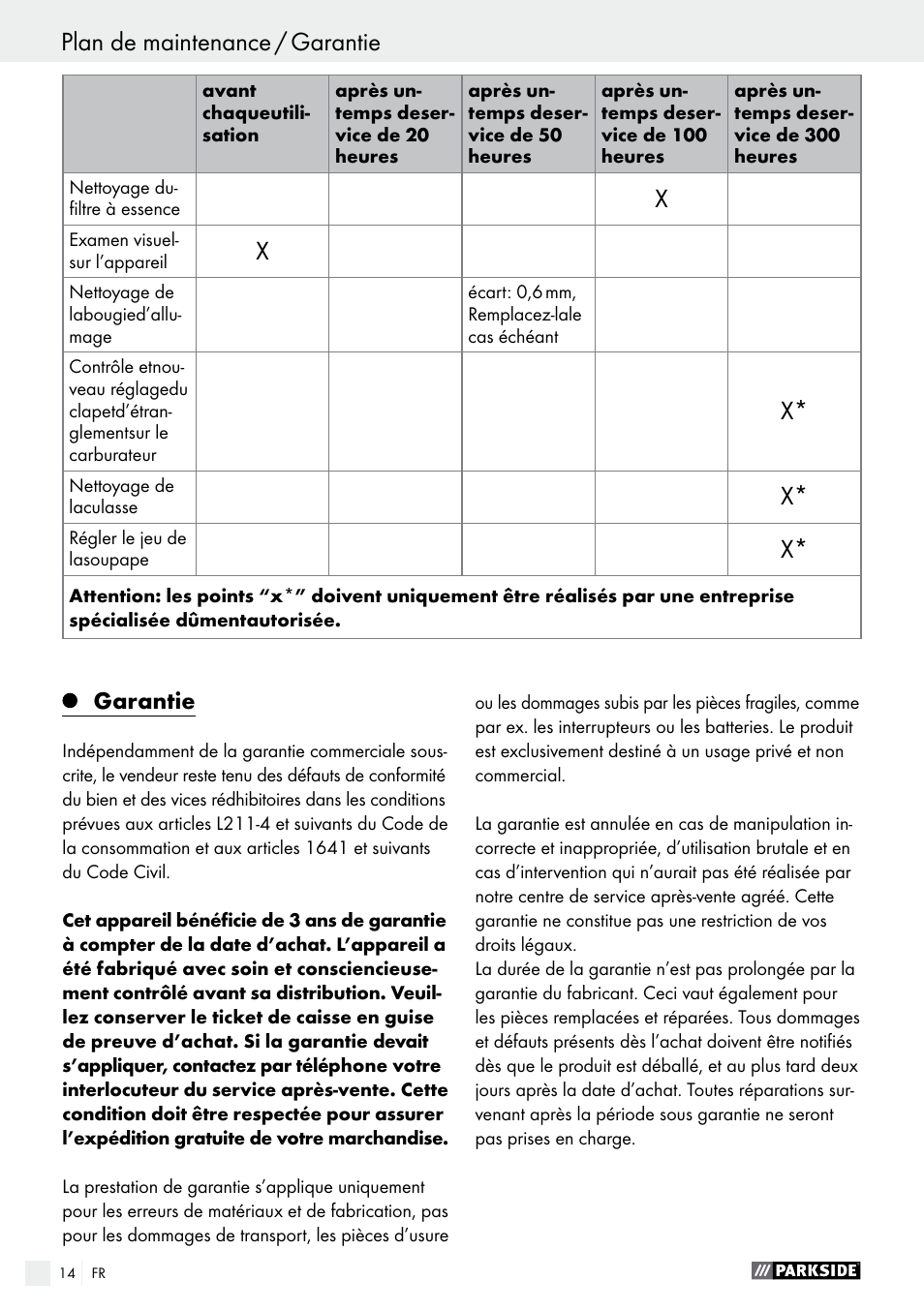 Parkside PSE 2800 A1 User Manual | Page 14 / 37