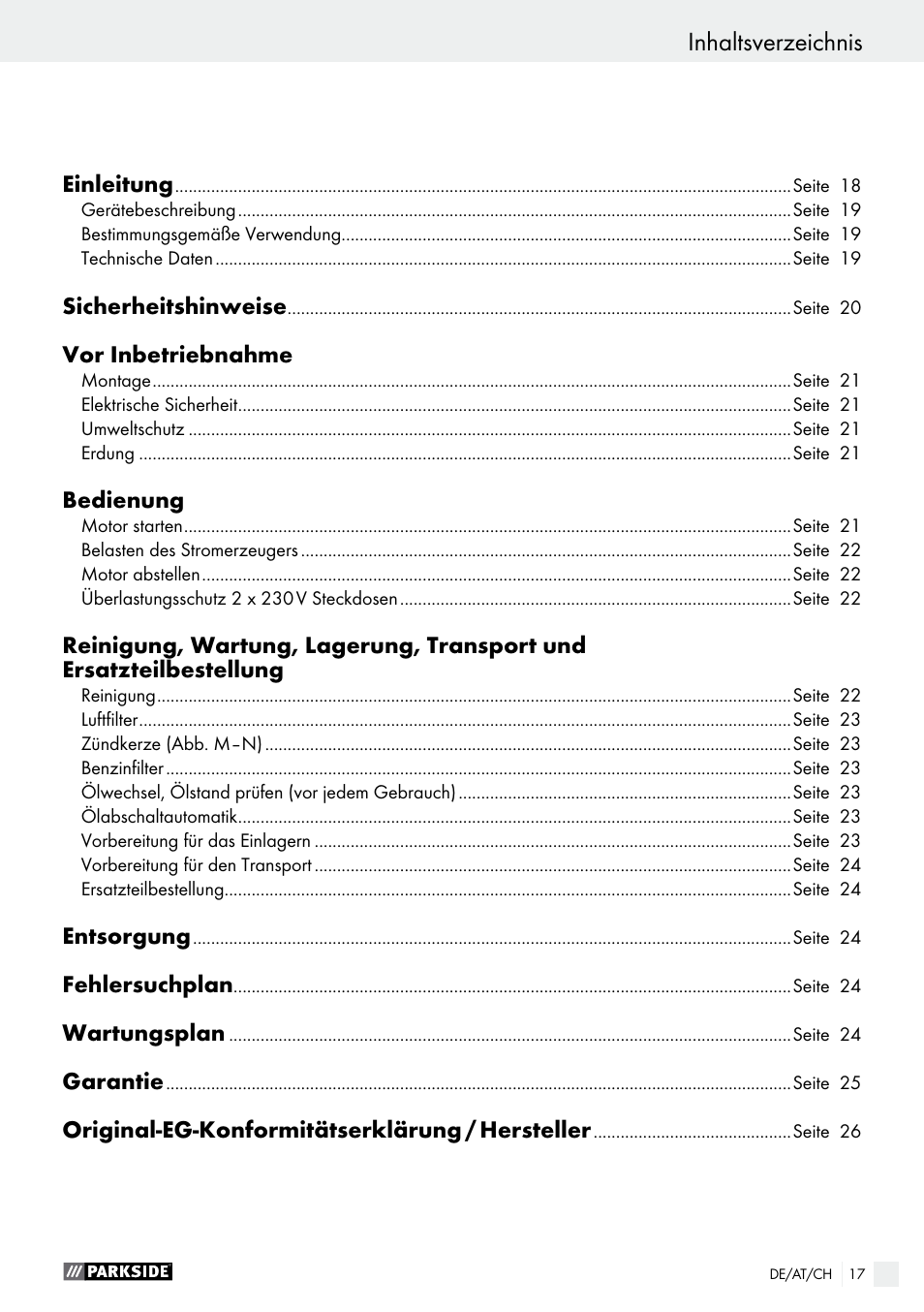 Parkside PSE 2800 A1 User Manual | Page 17 / 37