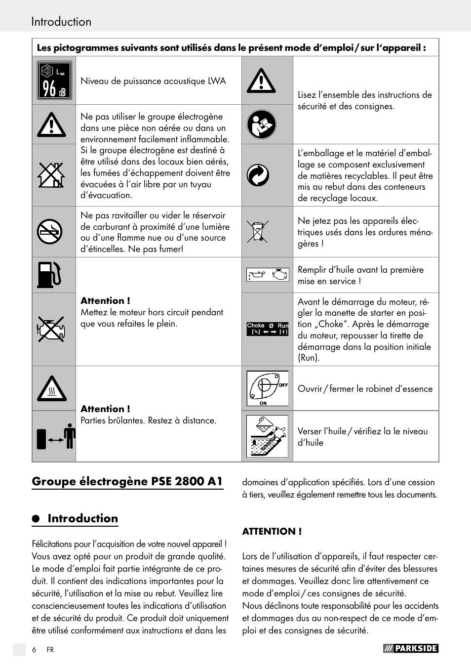 Introduction | Parkside PSE 2800 A1 User Manual | Page 6 / 37