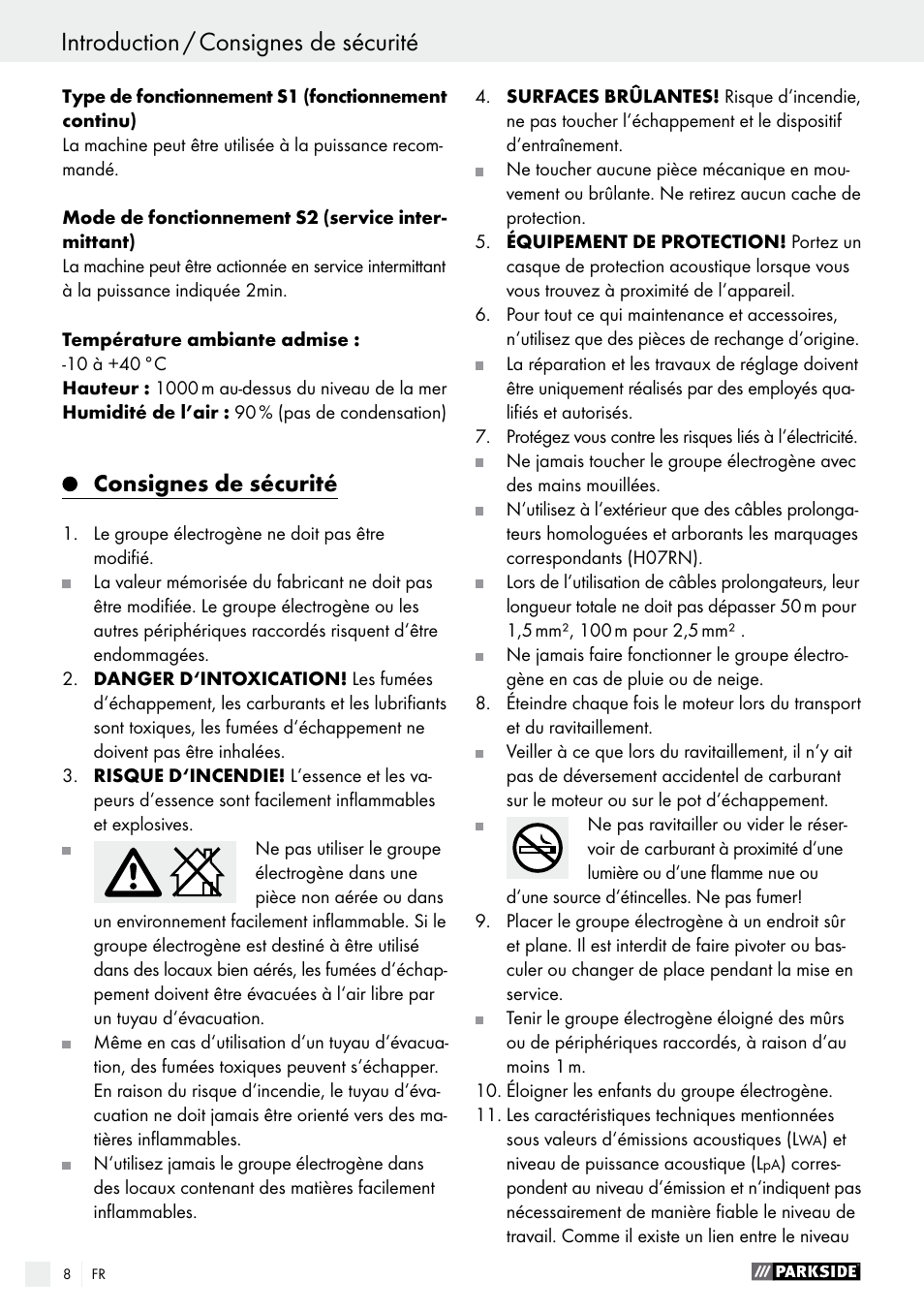 Consignes de sécurité | Parkside PSE 2800 A1 User Manual | Page 8 / 37